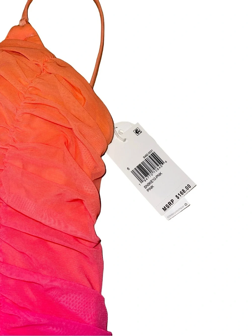 Sunshine 79 Ombre Illusions Plunge Swimsuit Pink Orange NWT size 6